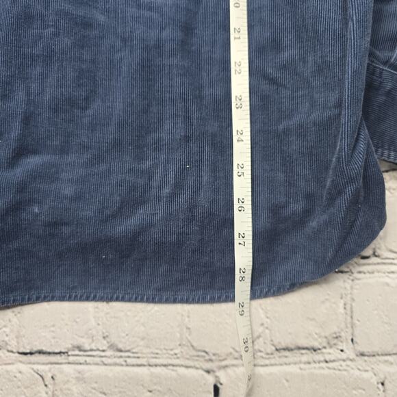Vintage 90s NY Jeans 100% Cotton Corduroy Blue Long Sleeve Button Up Blouse L - Picture 10 of 10